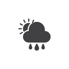 Sun cloud rain vector icon. filled flat sign for mobile concept and web design. Rain season weather simple solid icon. Symbol, logo illustration. Pixel perfect vector graphics