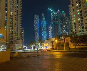 Fototapeta na wymiar Dubai Marina city skyline at night. United Arab Emirates