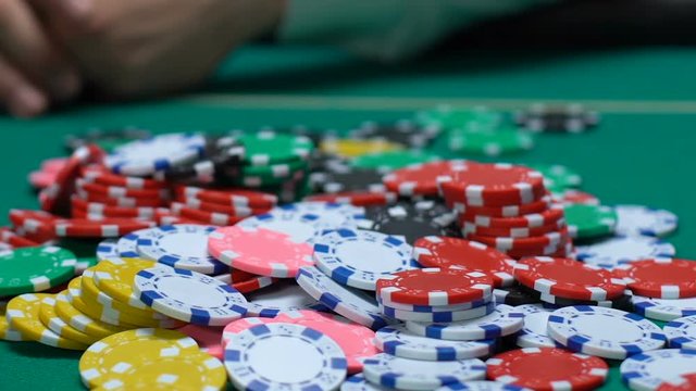 People making all-in bets pushing all chips, concept of crowdfunding, final game
