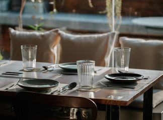 Interior of an empty restaurant. modern cafe