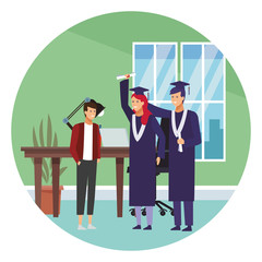 Students on graduation