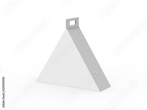 Download White Cardboard Triangle Carry Box Bag Packaging For Food Mock Up Template On Isolated White Background 3d Illustration Wall Mural Devrawat21