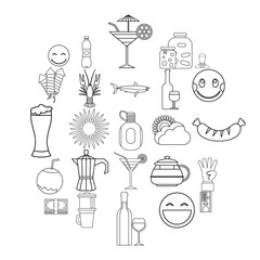 Beer belly icons set. Outline set of 25 beer belly vector icons for web isolated on white background