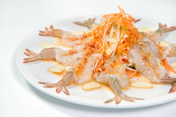 raw shrimp and spicy sauce, seafood thailand (hot and spicy salad shrimp in fish sauce).thai food