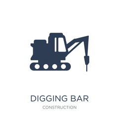 Digging bar icon. Trendy flat vector Digging bar icon on white background from Construction collection