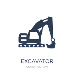Excavator icon. Trendy flat vector Excavator icon on white background from Construction collection