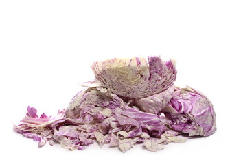 Sliced red cabbage isolated on white background