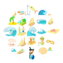Seasearch icons set. Cartoon set of 25 seasearch vector icons for web isolated on white background