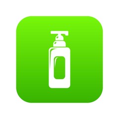 Shampoo dispenser icon green vector isolated on white background