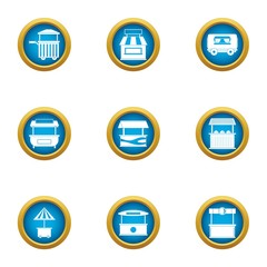 Highway shop icons set. Flat set of 9 highway shop vector icons for web isolated on white background