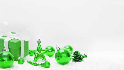 Green christmas holidays decoration on a white background