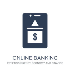 Online banking icon. Trendy flat vector Online banking icon on white background from Cryptocurrency economy and finance collection