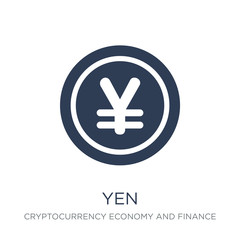 Fototapeta premium Yen icon. Trendy flat vector Yen icon on white background from Cryptocurrency economy and finance collection
