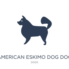 American Eskimo Dog dog icon. Trendy flat vector American Eskimo Dog dog icon on white background from dogs collection