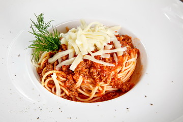 Pasta with tomato sauce grated parmesan
