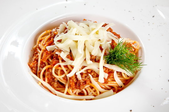 Pasta with tomato sauce grated parmesan