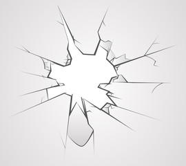 Broken glass hole cracks transperent background vector illustration