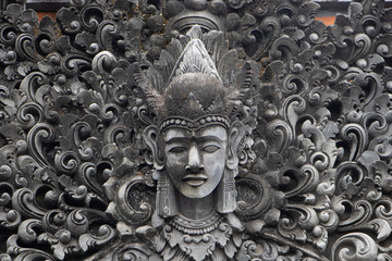 Indonesia god statue in front of bali temple.Traditional indonesian hindu symbol in...