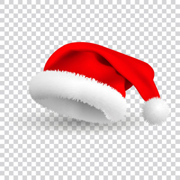 Santa Claus hat isolated on white background. Vector Realistic Illustration .