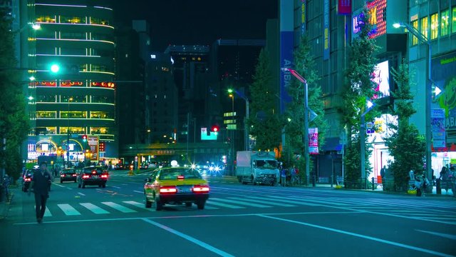 Time lapse at night at Akihabara neon street in Tokyo Japan 
