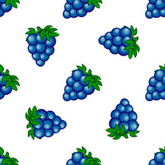 Blue cartoon vector grape seamless pattern