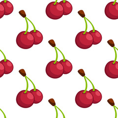 Red cartoon cherry seamless pattern