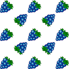 Blue cartoon vector grape seamless pattern