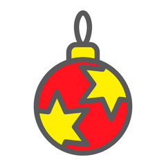 Christmas tree ball filled outline icon, xmas and decoration, bauble sign, vector graphics, a colorful linear pattern on a white background, eps 10.