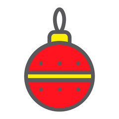 Christmas tree ball filled outline icon, xmas and decoration, bauble sign, vector graphics, a colorful linear pattern on a white background, eps 10.
