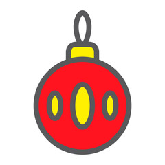 Obraz premium Christmas tree ball filled outline icon, xmas and decoration, bauble sign, vector graphics, a colorful linear pattern on a white background, eps 10.