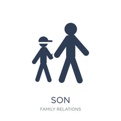 son icon. Trendy flat vector son icon on white background from family relations collection