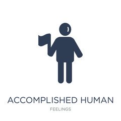 accomplished human icon. Trendy flat vector accomplished human icon on white background from Feelings collection