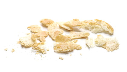 Bread crumbs isolated on white background