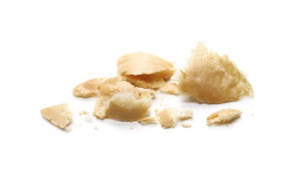 Bread crumbs isolated on white background