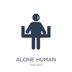 alone human icon. Trendy flat vector alone human icon on white background from Feelings collection