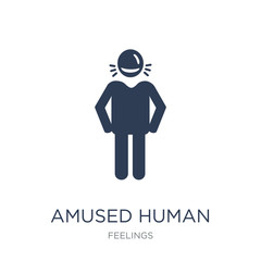 amused human icon. Trendy flat vector amused human icon on white background from Feelings collection