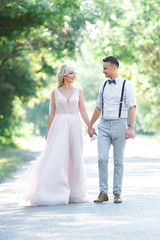 Fototapeta premium wedding couple on the nature in summer day.