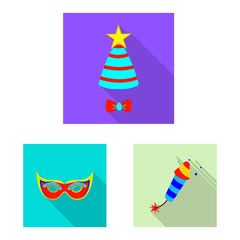 Fototapeta na wymiar Vector illustration of party and birthday sign. Collection of party and celebration stock symbol for web.