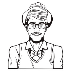 Hipster man pop art cartoon