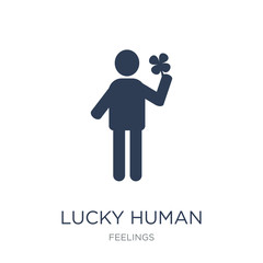 lucky human icon. Trendy flat vector lucky human icon on white background from Feelings collection