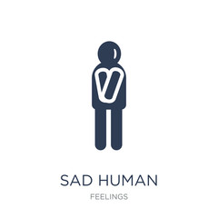 sad human icon. Trendy flat vector sad human icon on white background from Feelings collection