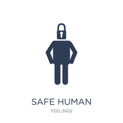 safe human icon. Trendy flat vector safe human icon on white background from Feelings collection
