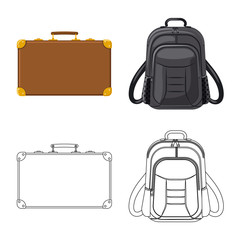 Vector illustration of suitcase and baggage logo. Collection of suitcase and journey stock vector illustration.