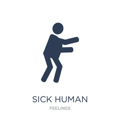 sick human icon. Trendy flat vector sick human icon on white background from Feelings collection