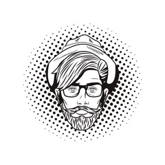 Pop art hispter face