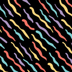 Hand drawn vector illustration of abstract memphis tiger pattern.