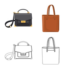 Isolated object of suitcase and baggage symbol. Collection of suitcase and journey vector icon for stock.