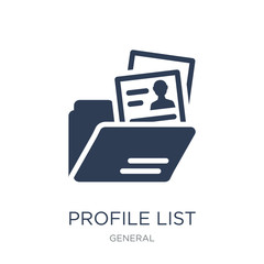 profile list icon. Trendy flat vector profile list icon on white background from General collection