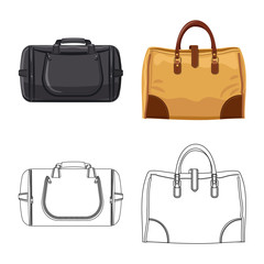 Isolated object of suitcase and baggage sign. Collection of suitcase and journey vector icon for stock.