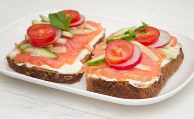 Two open sandwiches